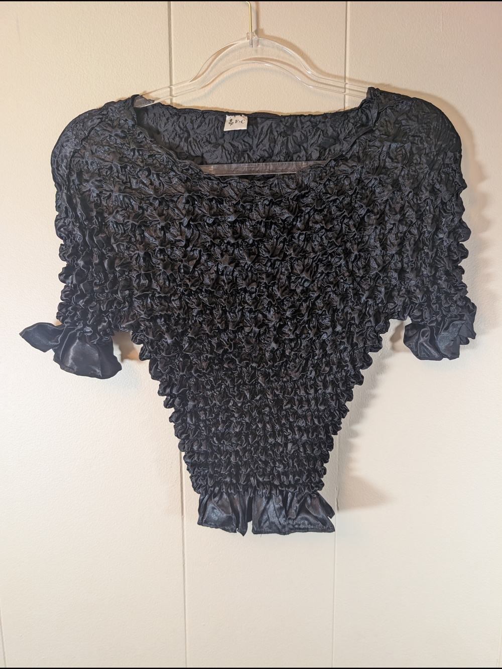F.C. Black Ruched Short Sleeve Top